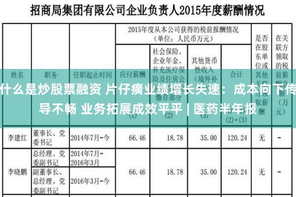 什么是炒股票融资 片仔癀业绩增长失速：成本向下传导不畅 业务拓展成效平平 | 医药半年报