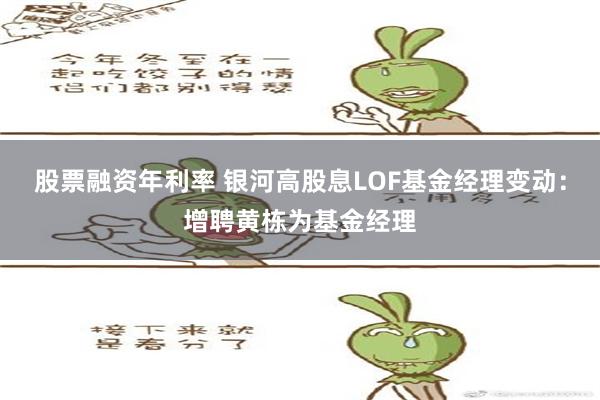 股票融资年利率 银河高股息LOF基金经理变动：增聘黄栋为基金经理