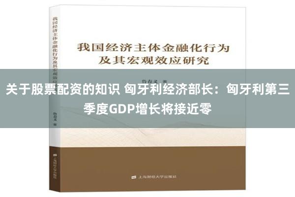 关于股票配资的知识 匈牙利经济部长：匈牙利第三季度GDP增长将接近零