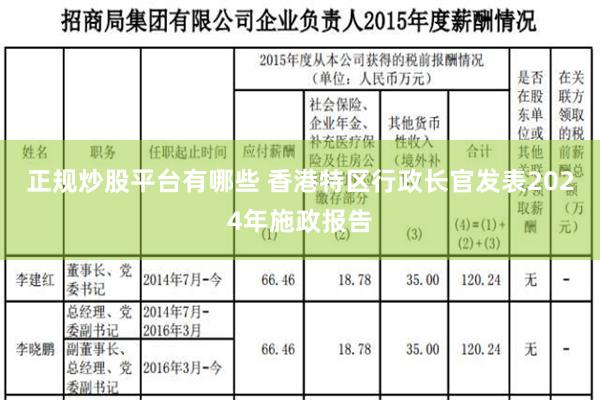 正规炒股平台有哪些 香港特区行政长官发表2024年施政报告